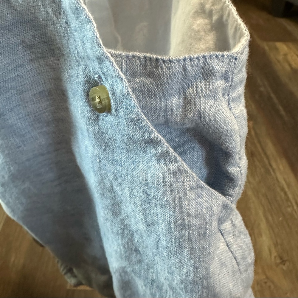 Janie and Jack blue chambray Anchor short overalls linen blend baby boy 3-6 mo - Picture 7 of 8
